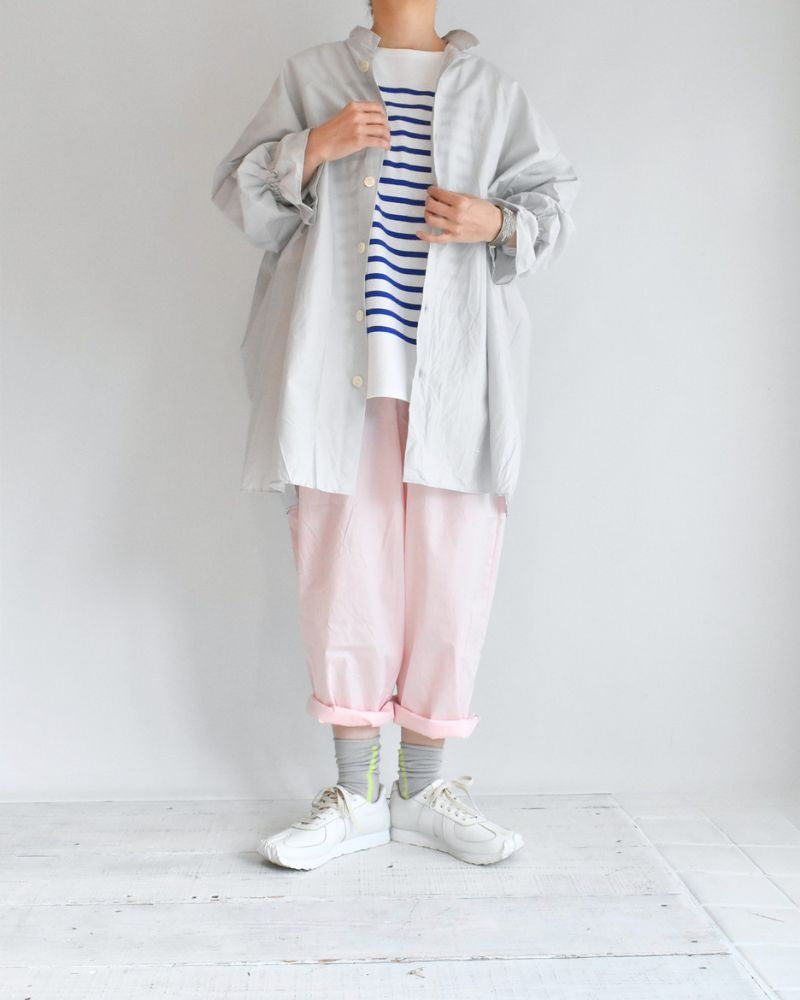 Cuff Ruffle Oversized Shirt in SilverGray