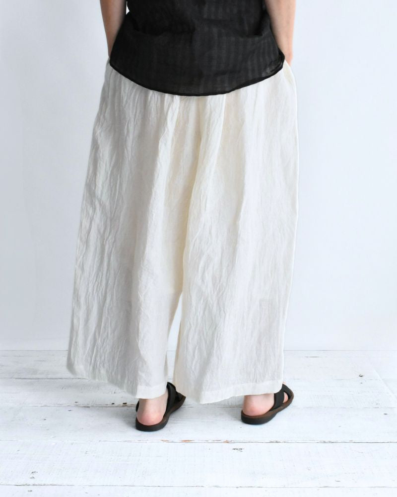 Wide Cocoon Gathered Pants (LINEN) in OffWhite