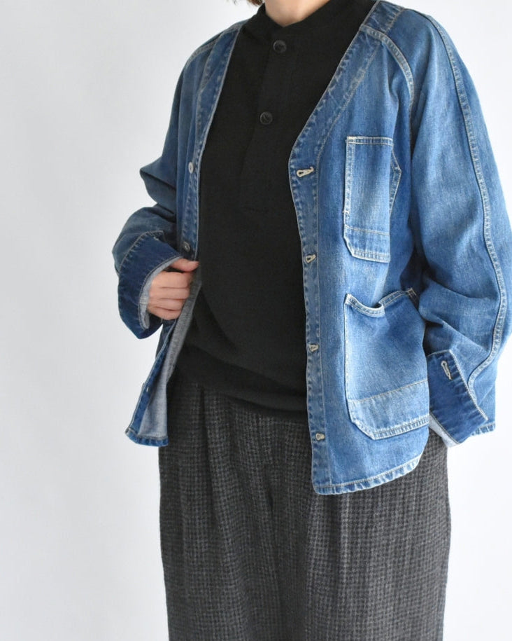 Recycle/Organic Henley Neck Sweatshirt in Black