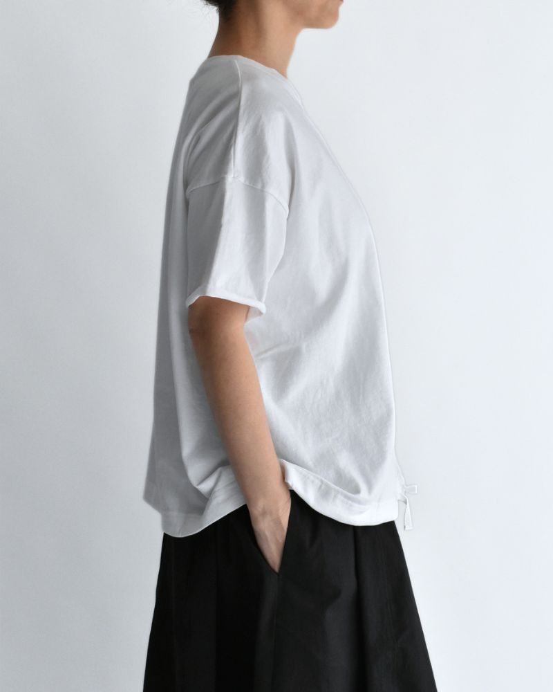 Half-Sleeve Drawstring T-shirt in White