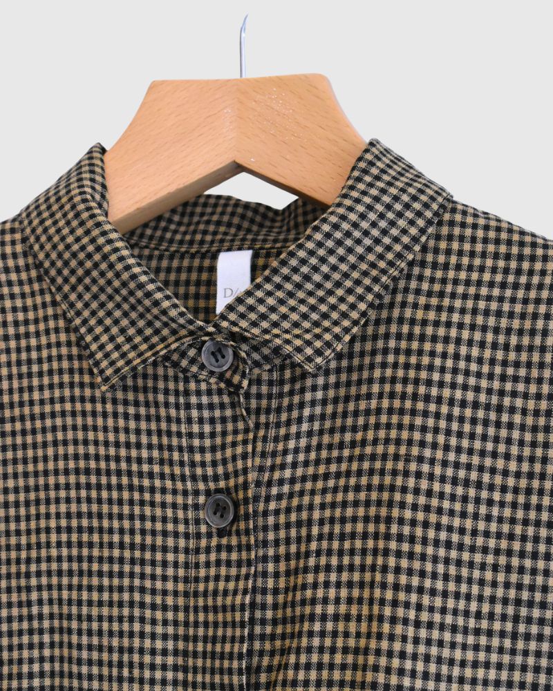 Wide Cuffed Shirt in Camel/Black