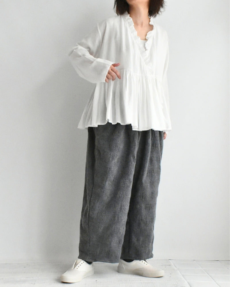 Wool Check Pants in Gray