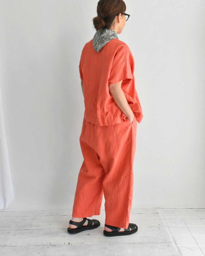 French Linen Wide Pants in Orange