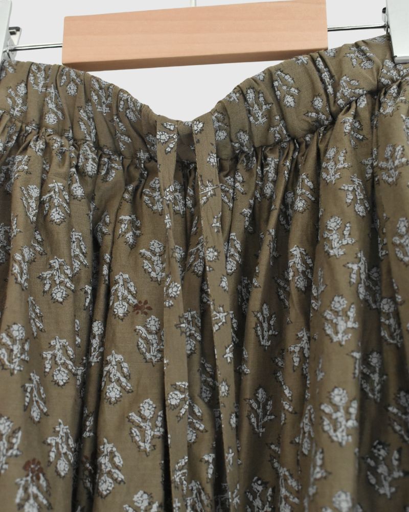 RAJASTAN TUCK GATHERED SKIRT WITH LINING in Olive