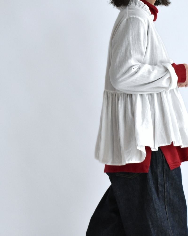 Twill Cotton Khadi Plain Frill Cache Coeur in White