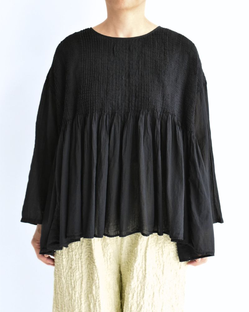 Crew-Neck 3/4 SL Shirt with Mini Pintuck in Marine