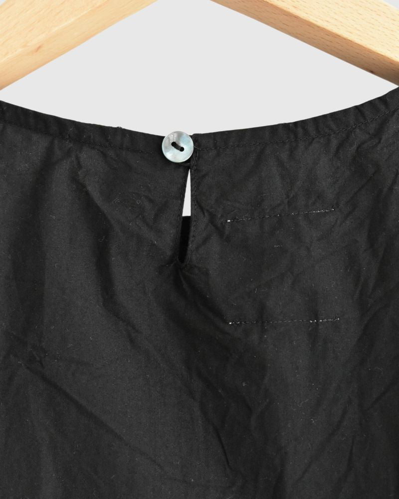 Front Frill Blouse in Black