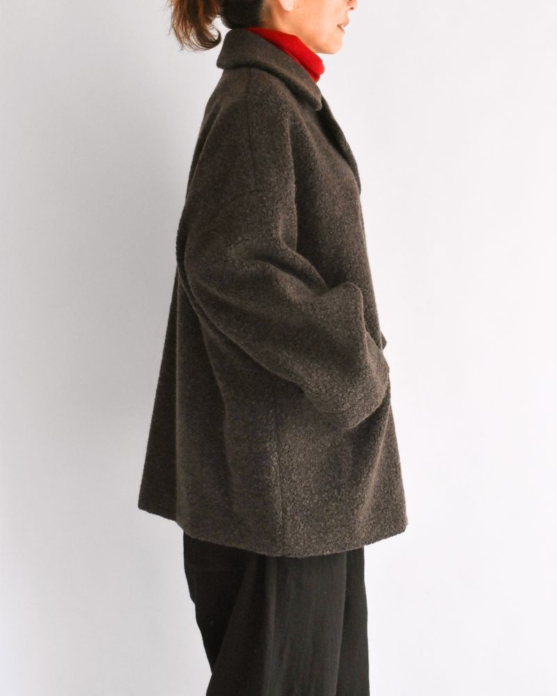 DOUBLE OVER COAT in DarkBrown