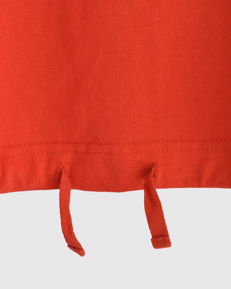 Half-Sleeve Drawstring T-shirt in Orange