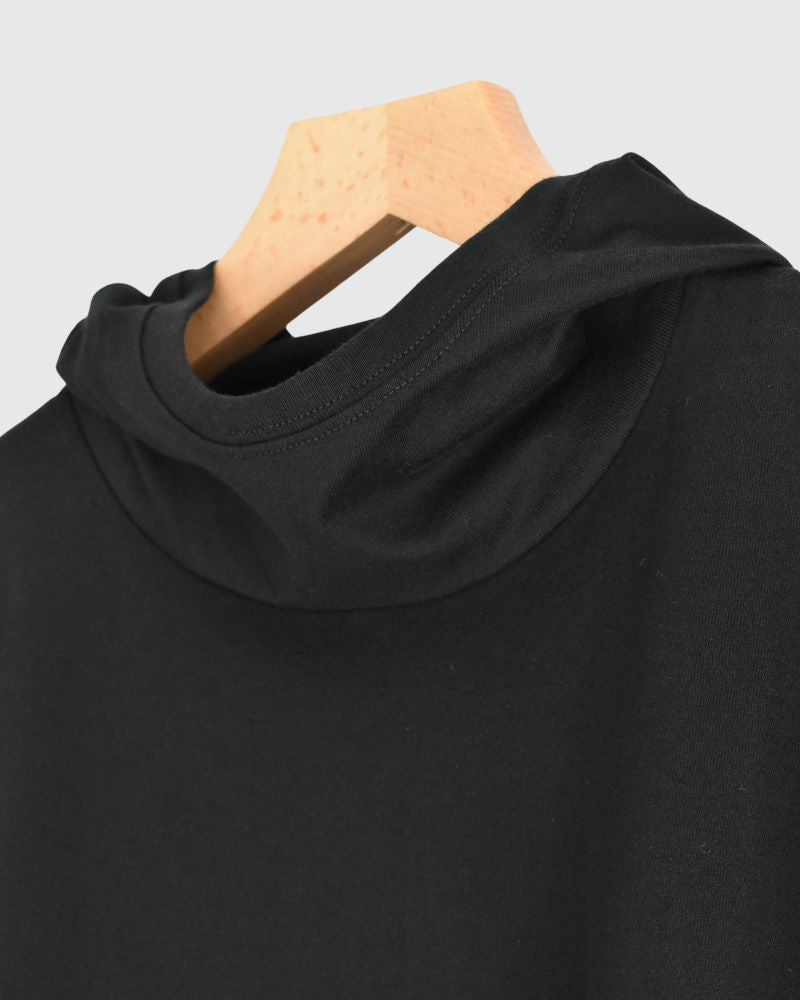 Drawstring Hoodie Pullover in Black