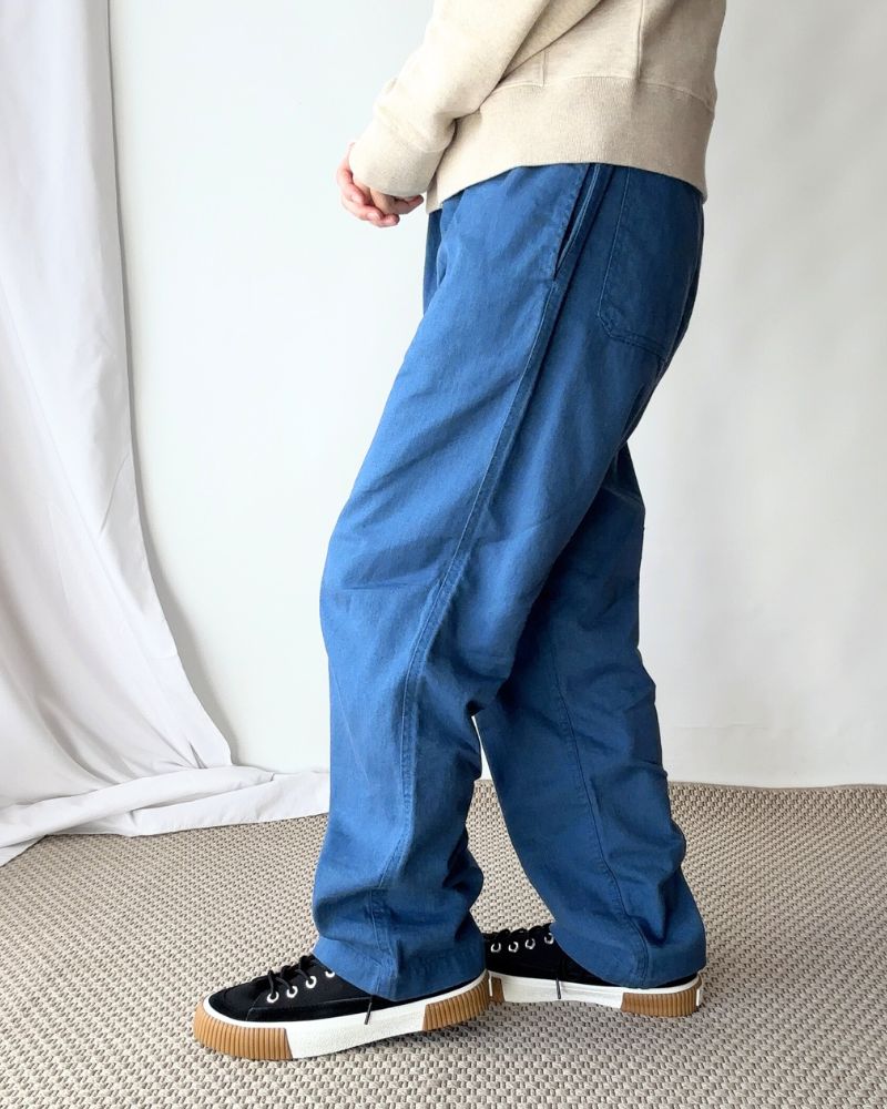 COTTON LINEN VINTAGE TWILL PANTS in Blue