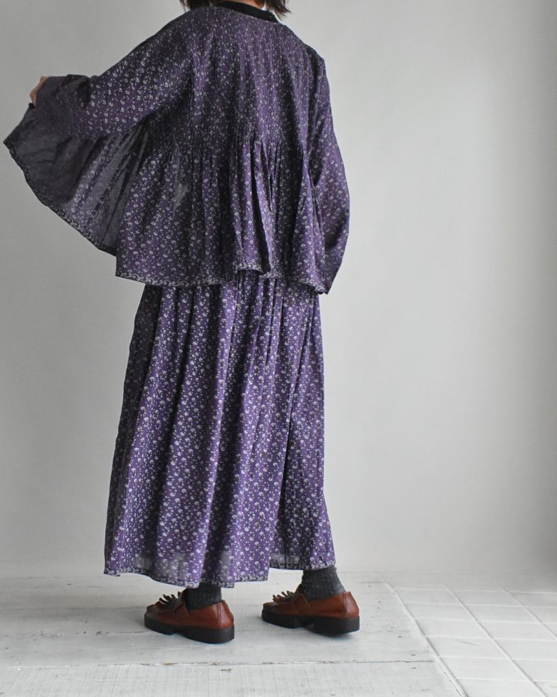 Rajasthan Tuck Gathered Skirt with Lining in Purple