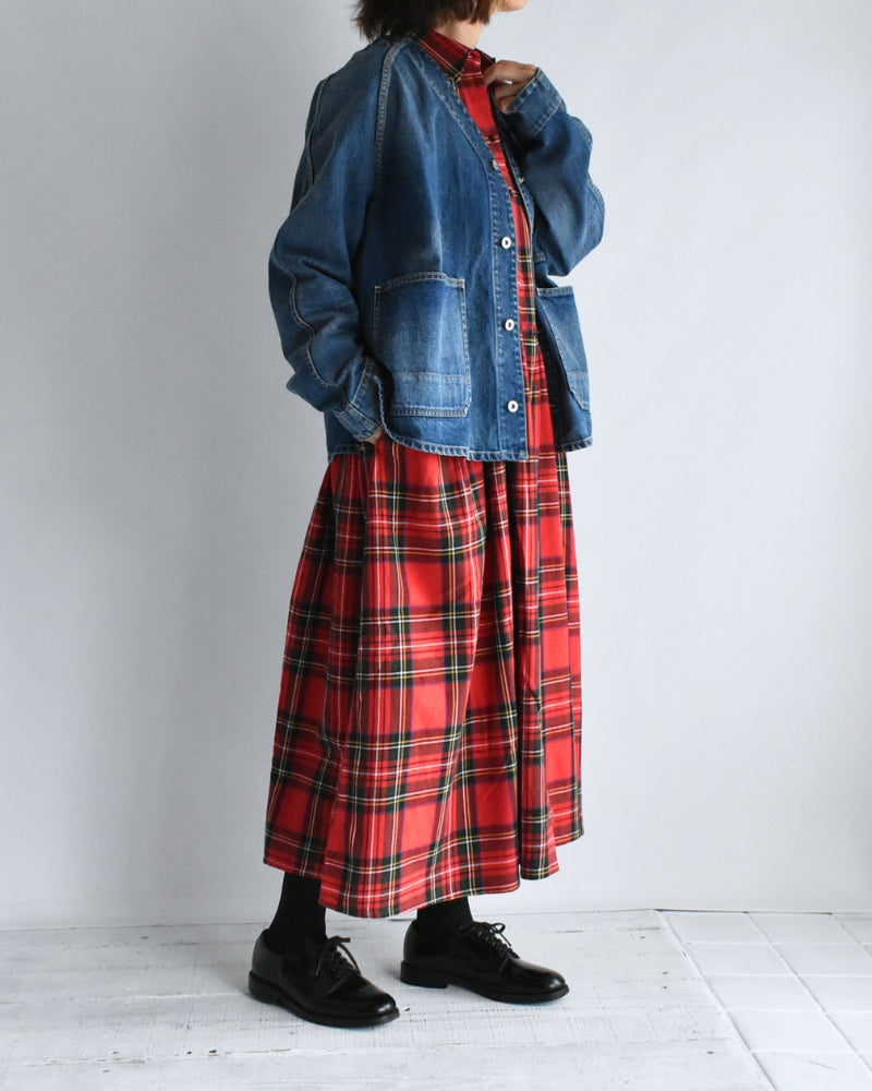 Indigo Tartan Foundation Shirt Dress in Red