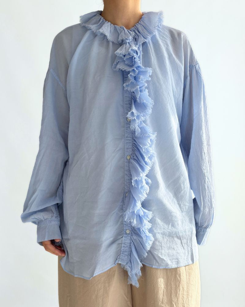 Frill blouse in Blue