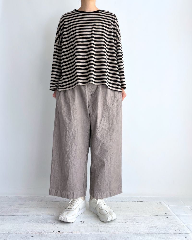 Linen Jersey Pullover in Natural/Black Border