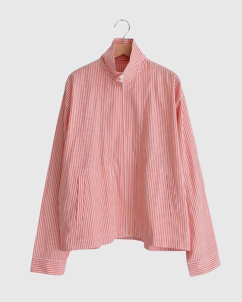 POPLIN STRIPE DRIZZLER JACKET in OrangeStripe
