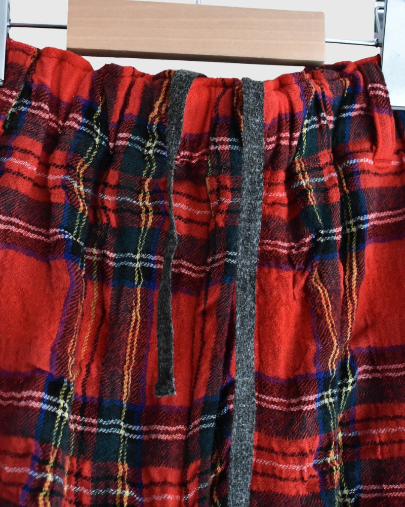 Cotton Wool Tartan Check Pants in Red