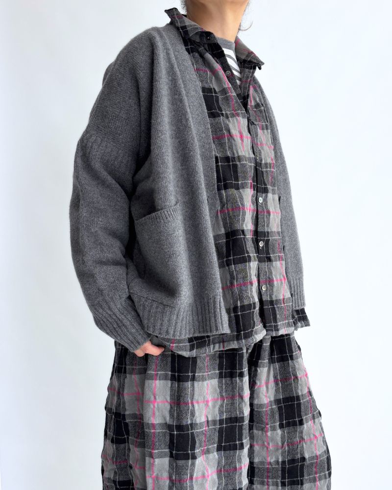 Cotton wool check shirt in Gray