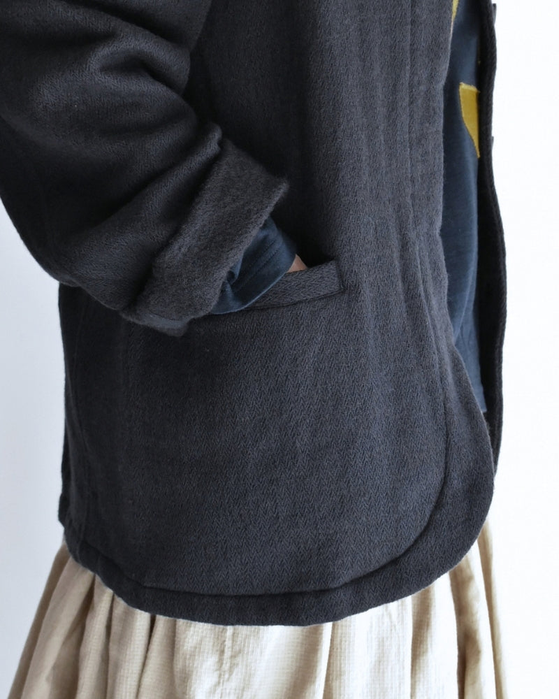Stand Collar Fly Front Jacket in Navy