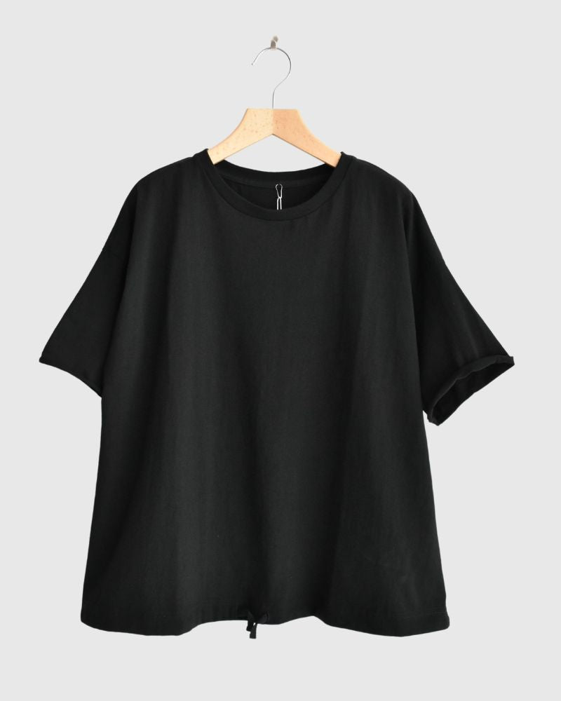 Cutoff Drawstring Tee in Black