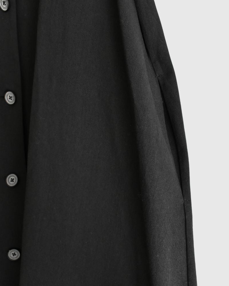 Cotton Washi Wide A-line Coat in Black