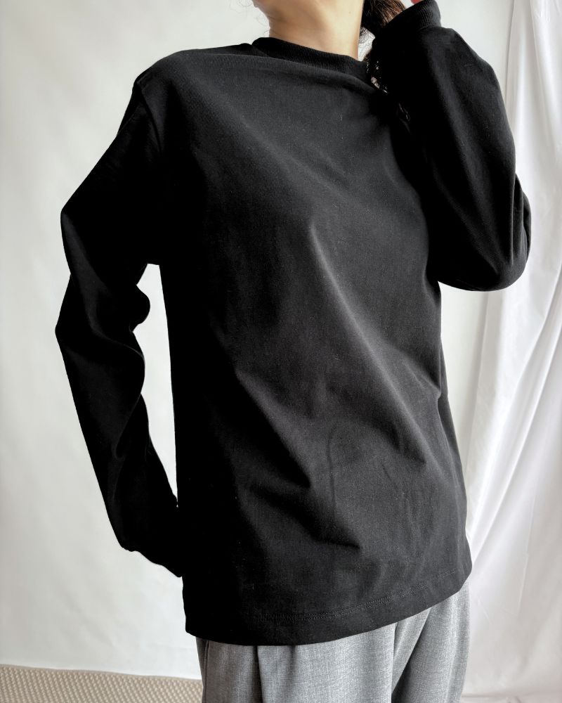 Jersey Crew Neck L/S TEE in Black