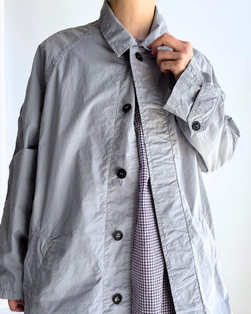 60s COTTON POPLIN OVERDYE BALMACAAN COAT in Blue