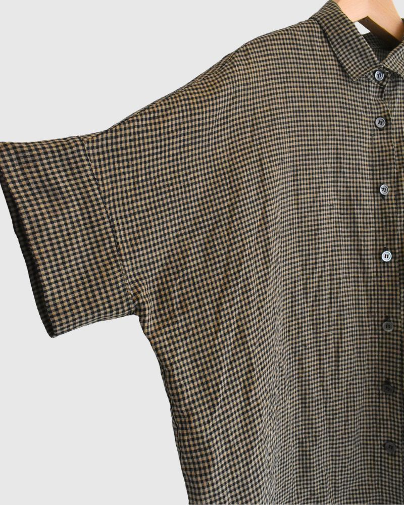 Wide Cuffed Shirt in Camel/Black