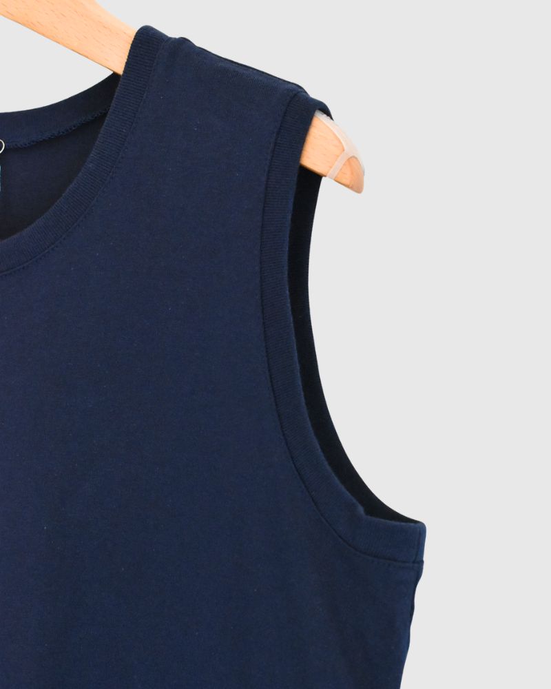 Sleeveless Drawstring T-shirt Navy
