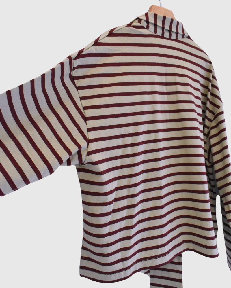 Taco Cotton Border Tie Royal in Beige/Bordeaux