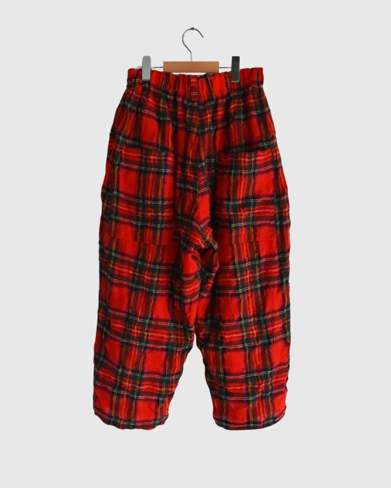 Cotton Wool Tartan Check Pants in Red