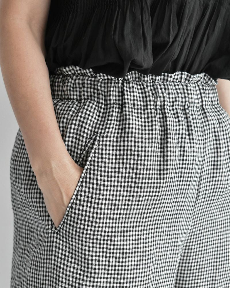 Easy Wide Pants (LINEN) in Black/White