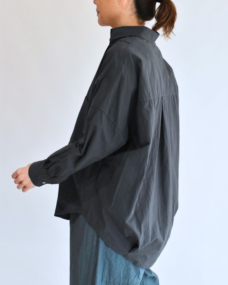 Tuck Cocoon Shirt in Gray
