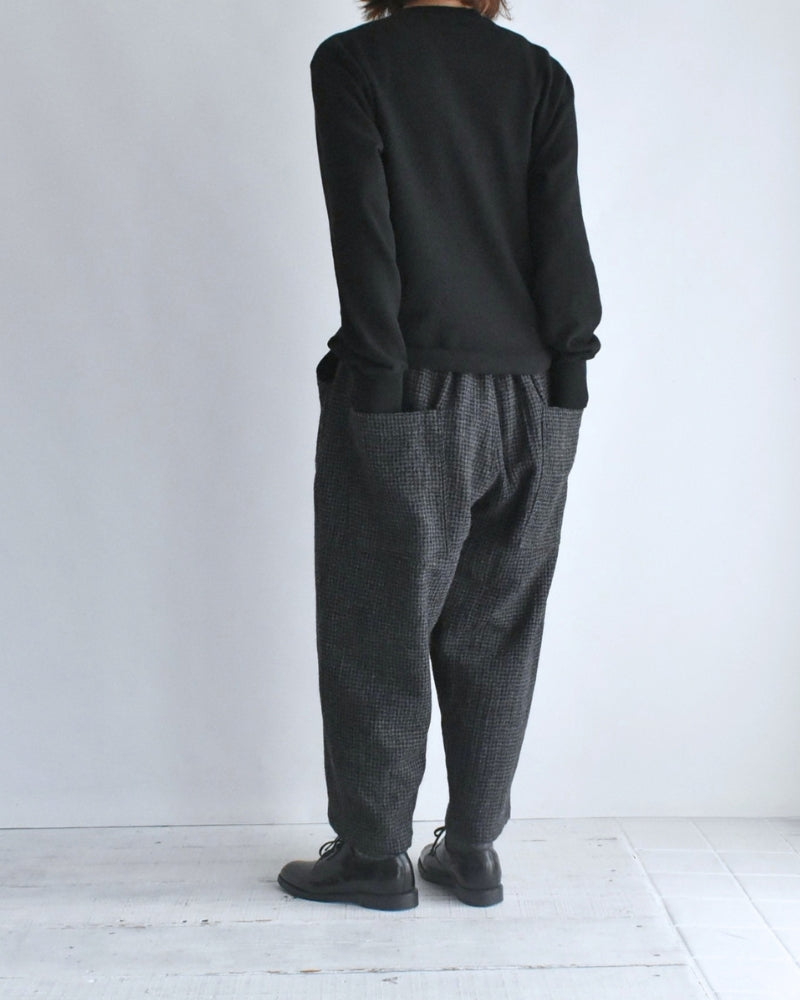 Wool Gauze Houndstooth Pants in Charcoal