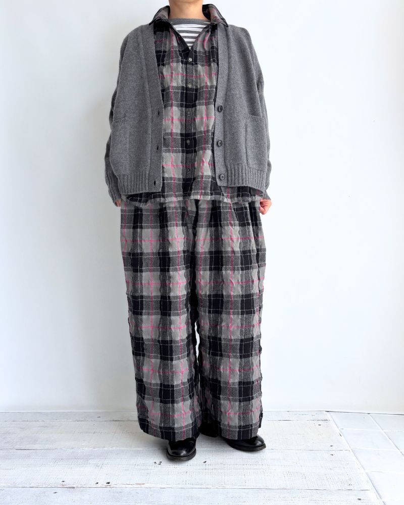 Cotton wool check shirt in Gray