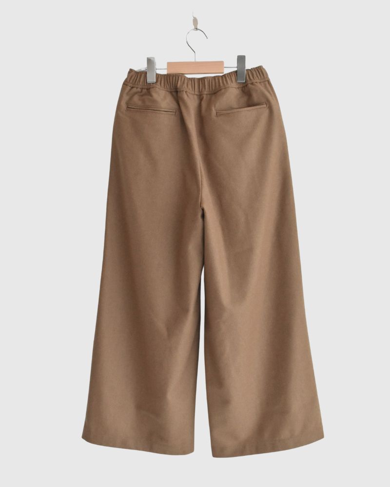 WOOL FLANNEL EASY WIDE PANTS in Camel