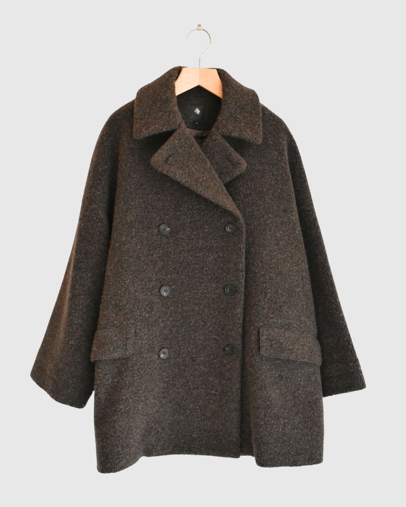 DOUBLE OVER COAT in DarkBrown