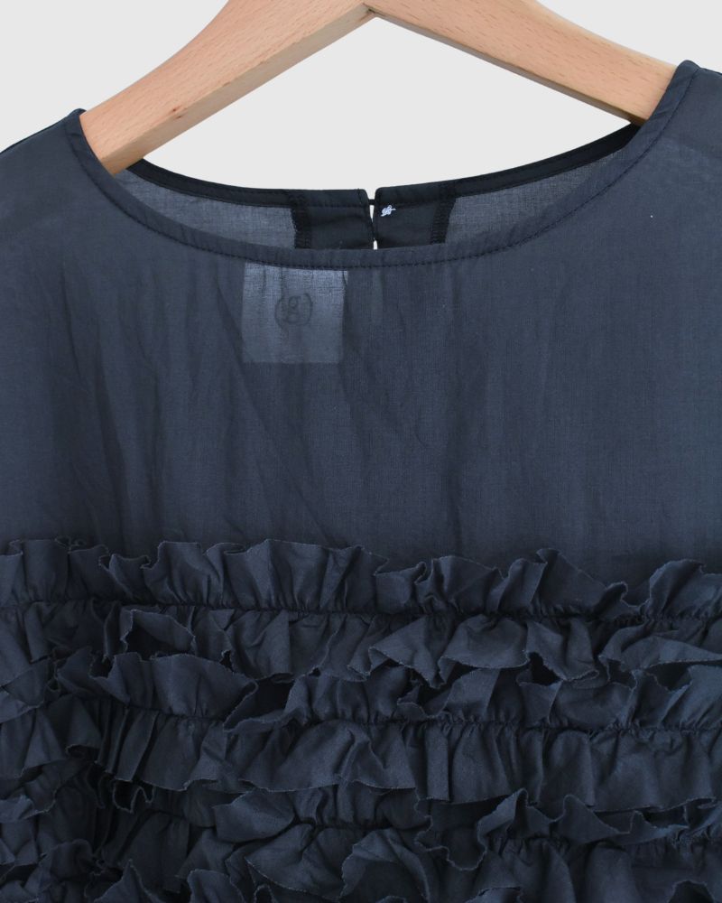 Beside Frill Pullover in Navy