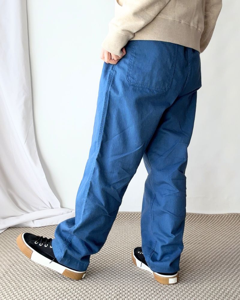 COTTON LINEN VINTAGE TWILL PANTS in Blue