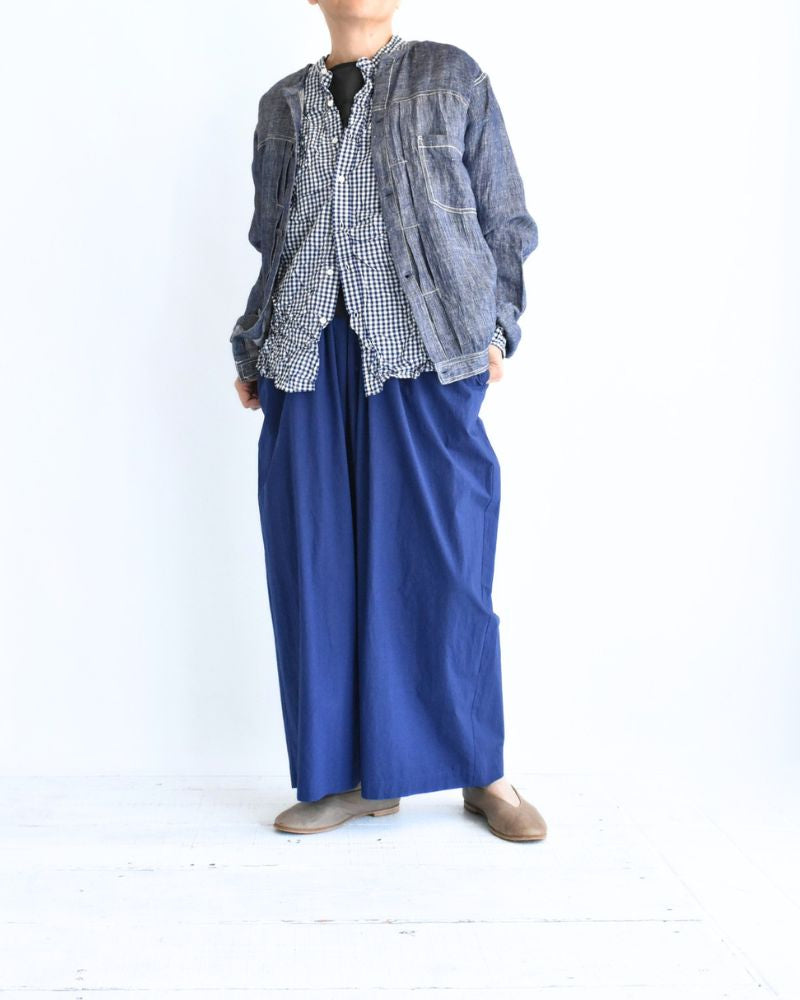 BANDED COLLAR L/SL OVERSIZED SHIRTS in BlueGingham