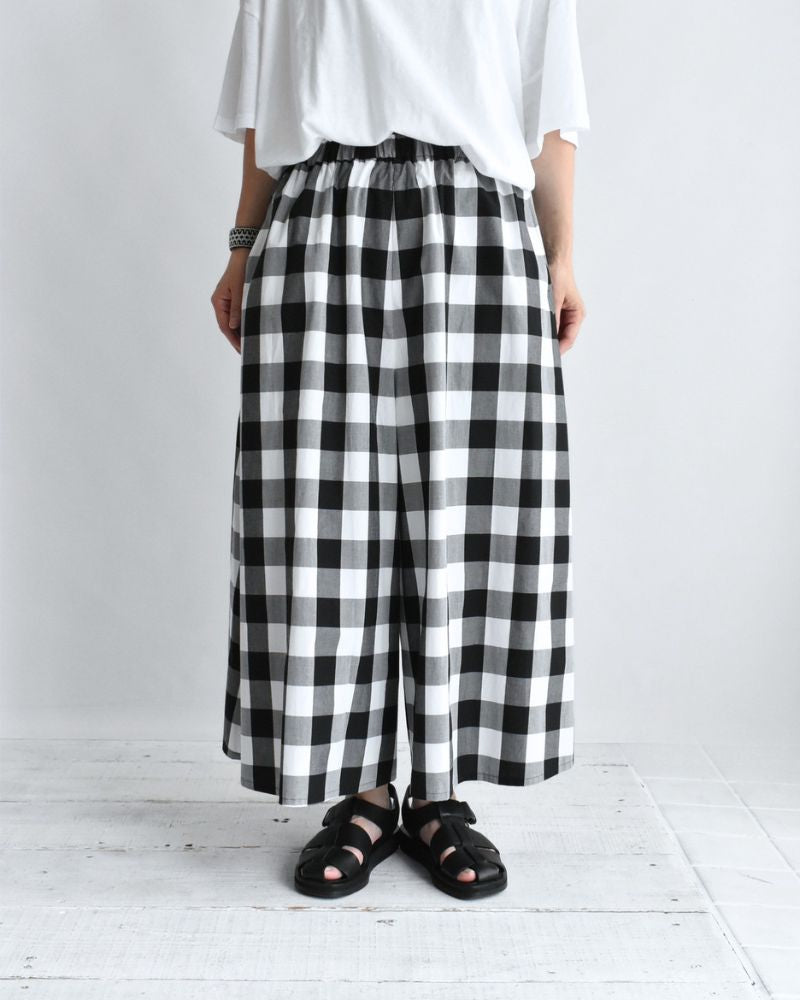 Block Check Culotte Pants in White/Black