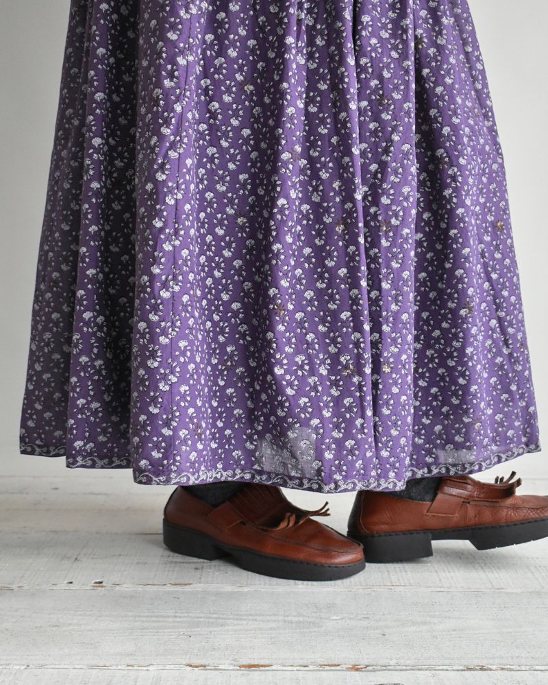 Rajasthan Tuck Gathered Skirt with Lining in Purple