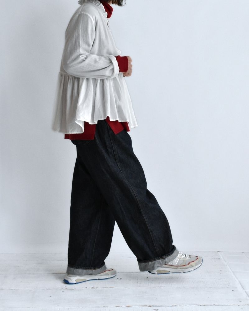 Twill Cotton Khadi Plain Frill Cache Coeur in White