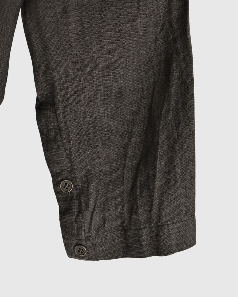 Hand Span Cotton Linen Kameez Tunic in DarkBrown
