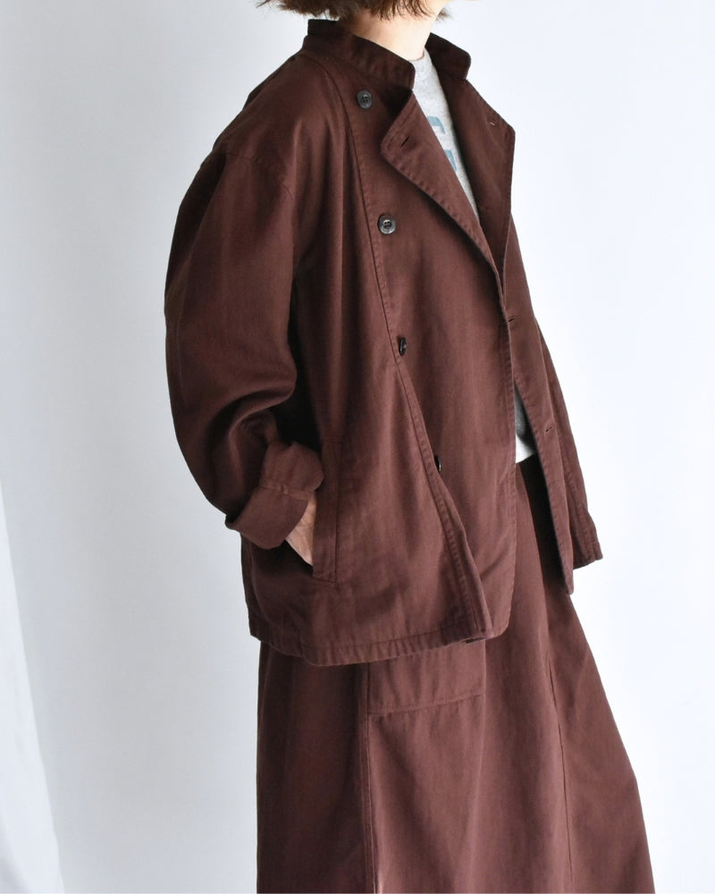 Stand Collar Double Breast Jacket in Burgundy
