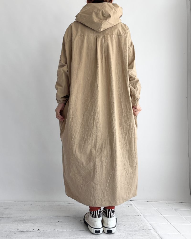 Hooded Coat Dress in Beige