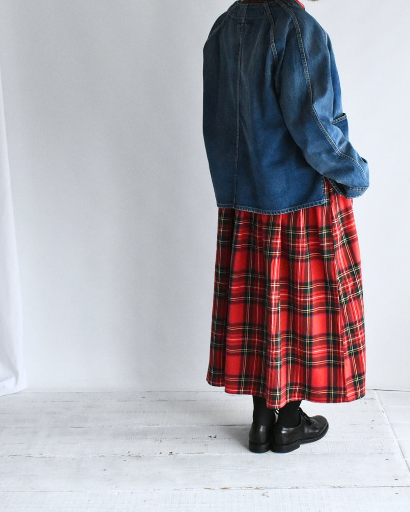 Indigo Tartan Foundation Shirt Dress in Red