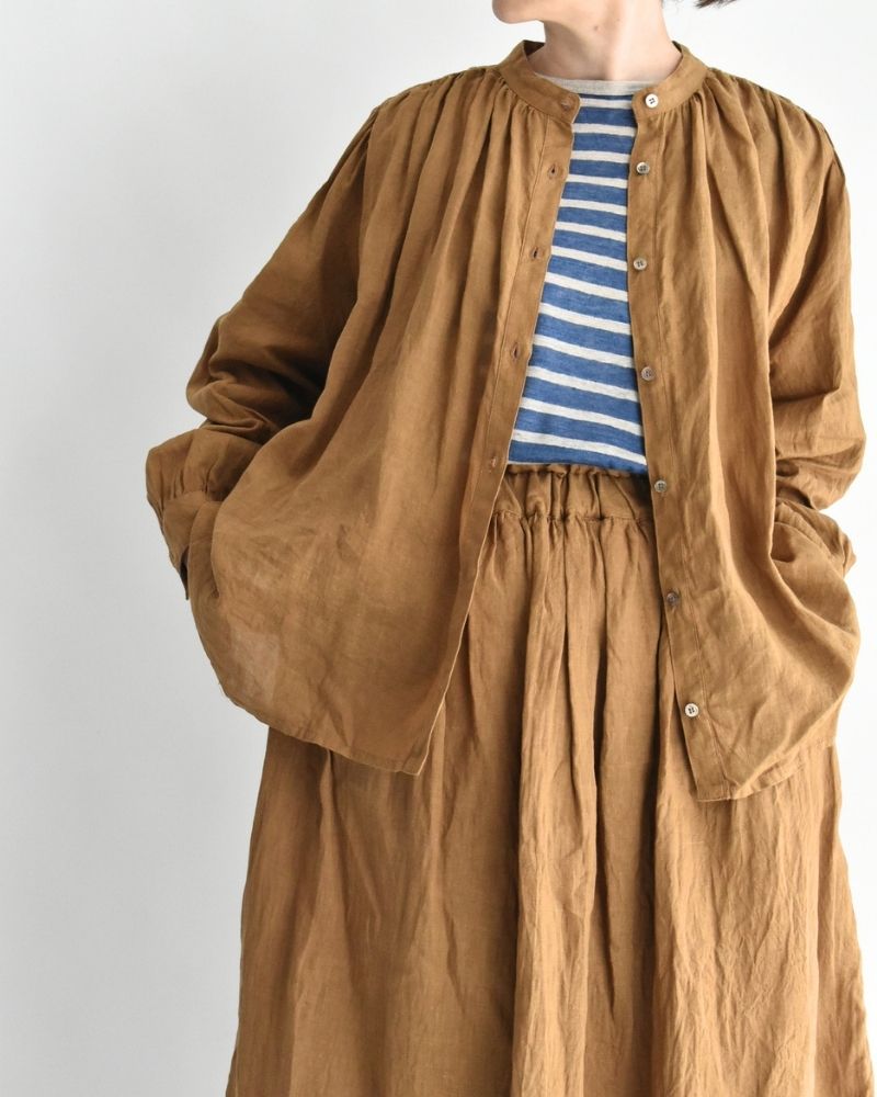 French Linen Shirt in Camel
