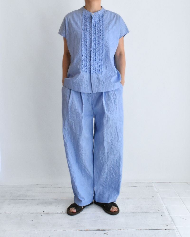 HAKU-CC Tuck Pants in SaxStripe