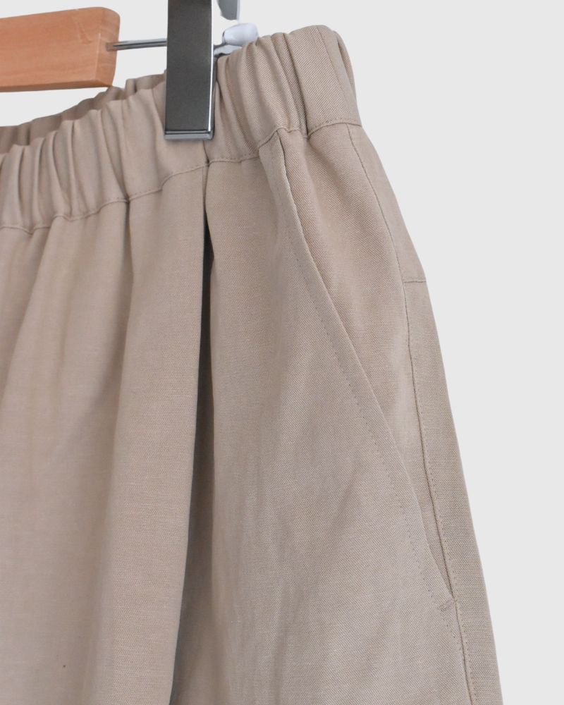 Wide Tuck Shorts in Beige